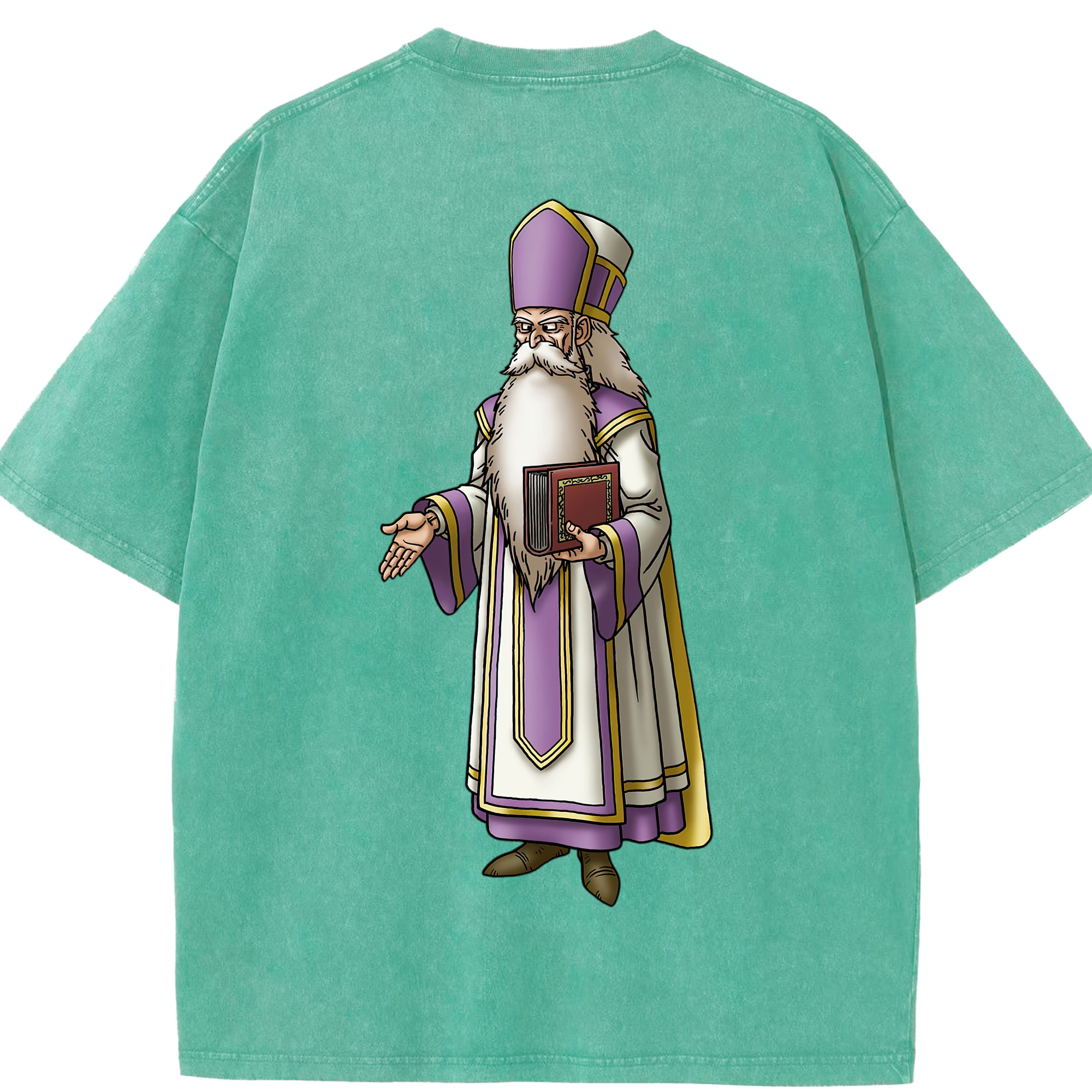 （画像用） ドラゴンクエスト Doragon Kuesuto Dragon Quest 綿100% ヴィンテージ風 半袖Tシャツ（背面プリント）